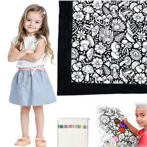 DIY Coloring Blanket for Kids – Washable Color Your Own Sherpa Fleece Throw, 47”x55” – Creative Art Activity & Cozy Bedding Gift for Toddlers, Girls, Boys