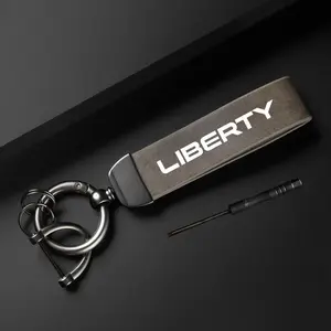 Car Keychain, PU Leather Car Keychain, Simple Design Car Interior Decoration Accessories for Jeep Liberty, Stylish Keychain