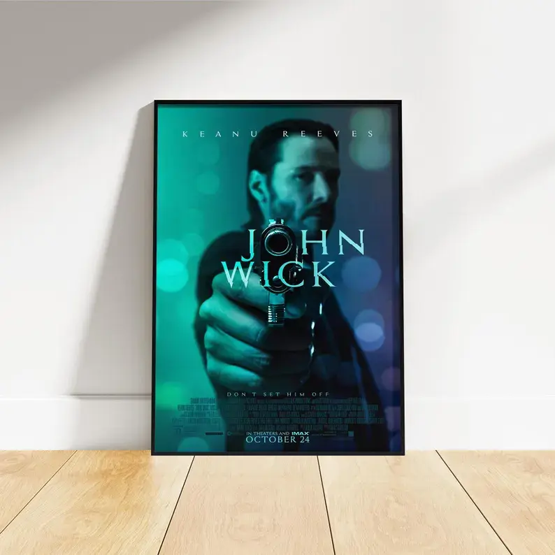 John Wick Movie Paper Poster - Keanu Reeves Action Thriller Film Print, Modern Cinema Home Decor, Gift for Him Wall Art
