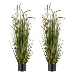 VEVOR Artificial Grass Plant, 2 Pack 35 inch Cattail Grass in Pot, Premium PVC Faux Fake Greenery Shrubs Plant for Indoor Outdoor House Home Garden Office Room Dcor, Housewarming, GreenVEVOR Super Brand Day