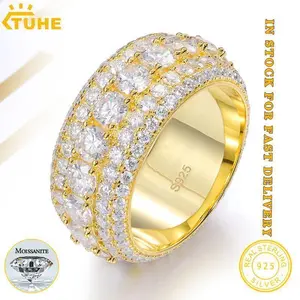 TUHE Fine Jewelry Unisex Rings Moissanite VVS1 With Certificate For Men Hip Hop Pave Setting S925 Silver Rings Hip Hop Jewelry