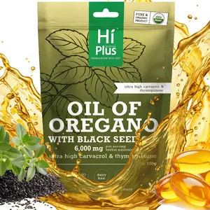 HiPlus Oil of Oregano + Black Seed Oil Softgels 6000mg – Extra Strength Carvacrol & Thymoquinone – Supports Immune System, Gut Health, Antioxidant & Anti-Inflammatory Support – Vegan, Non-GMO, Plant-Based – 300 Softgels tbrima  powder