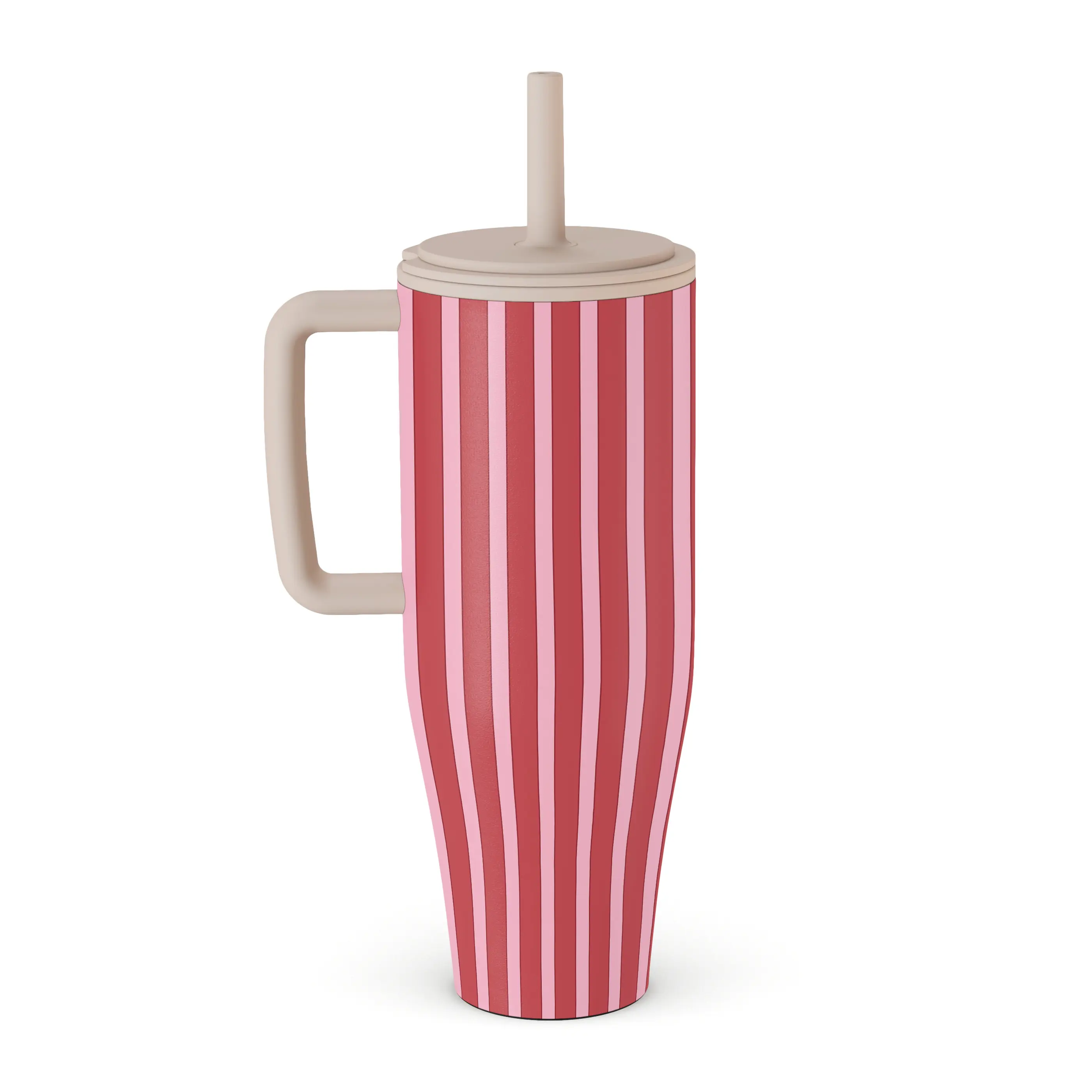 BURGA 40oz/1.2L All Day Leakproof Insulated Stainless Steel Tumbler with Handle and Straw - Strawberry Jam Design, Printed Travel Cup, Leakproof Lid, Hot 12 Hours & Cold All Day, Fits Car Cup Holders, Gift