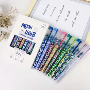 9-Pack High-End Retro American Style Fountain Pen, 0.5mm Carbon Ink, Waterproof Journal Pen, Student Stationery, Trendy Design