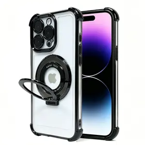 For iPhone 11 12 13 14 15 16 Pro Max Plus X XS XR XSMAX iPhone Case Ring Stand Case Plating Clear TPU Case for Phone CaseHigh Quality Clear Case