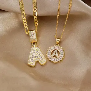 2-Pack Initial Letter Necklace Set – Zircon Alphabet Pendant, Women’s Personalized Jewelry Gift