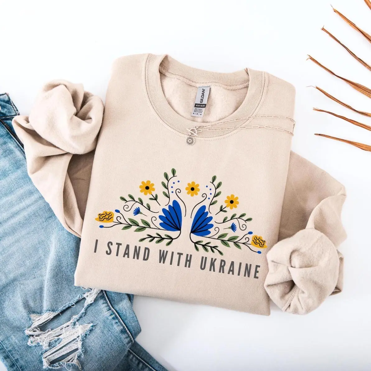 I Stand With Ukraine Sweatshirt, Floral Ukraine Sweatshirt, Support Ukraine Hoodie, Free Ukraine Shirt, Save Ukraine, Stop Wars