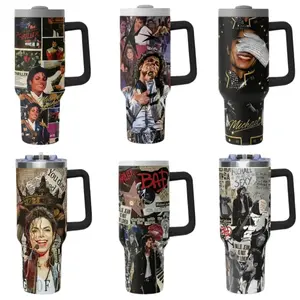 Michael Jackson Movie Series 40oz Insulated Tumbler with Handle – Leakproof Stainless Steel Travel Mug for King of Pop Fans