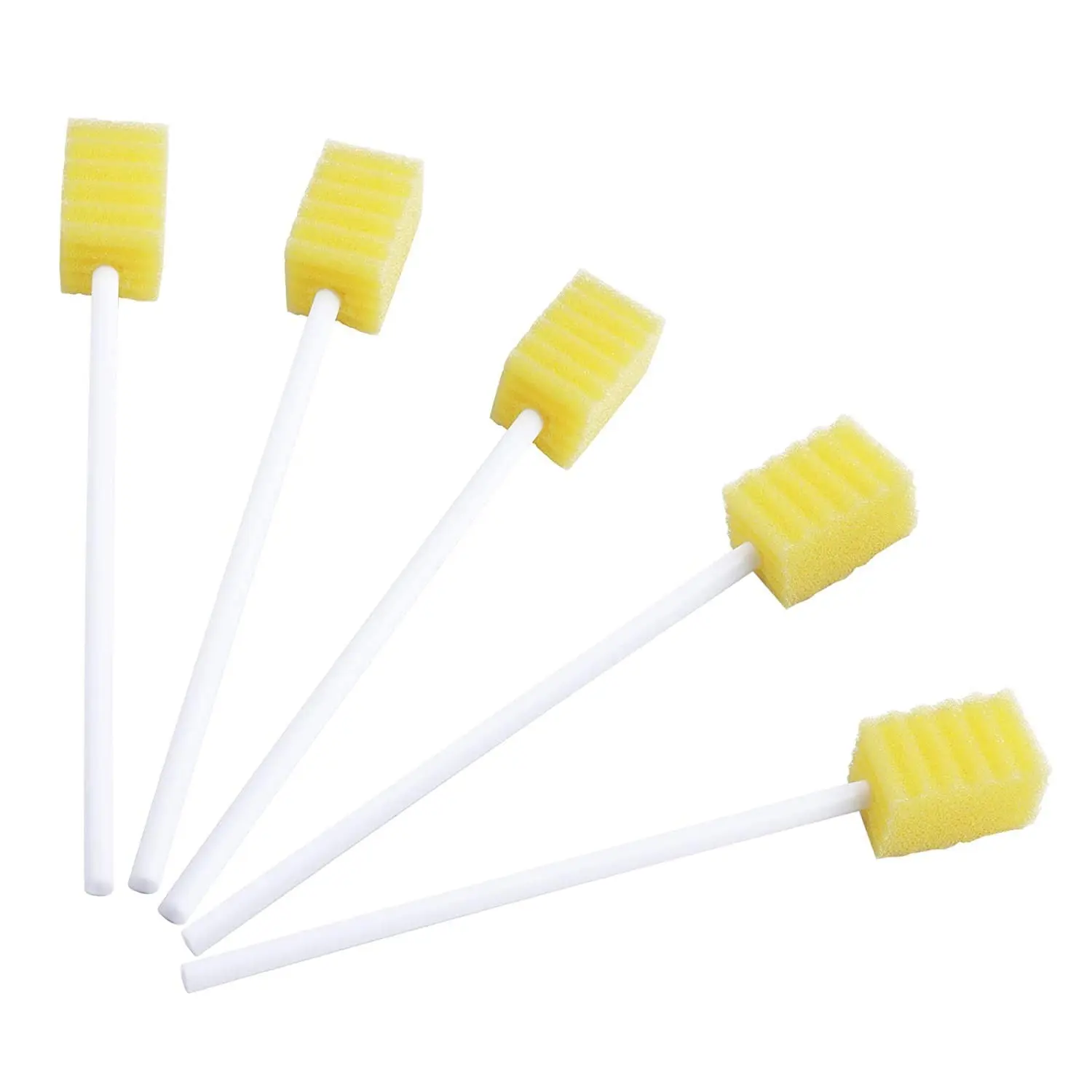 50 Pack Disposable Oral Swabs,Sterile Dental Sponge Swab sticks Unflavored | Disposable Oral Swabs for Mouth & Gum Cleaning - Yellow