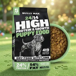Puppy Food 24/14 High Protein Growth Formula - Dry Dog Food with Lamb & Rice for Small and Large Breed Puppies - Chicken Free Sensitive Stomach Kibble - 419 Cal per Cup - 5 lb Bag