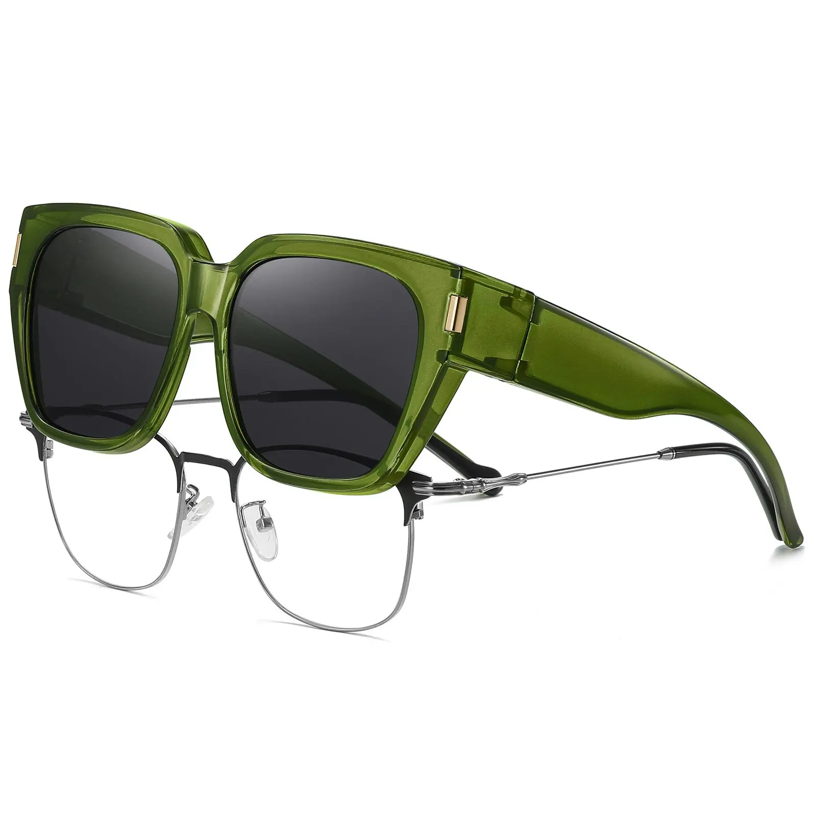 Polarized Fit Over Glasses Sunglasses, Oversized Square Wrap Around UV400 URUMQI Polarized Sunglasses Fit Over Glasses for Jamaica | Ubuy main image 4