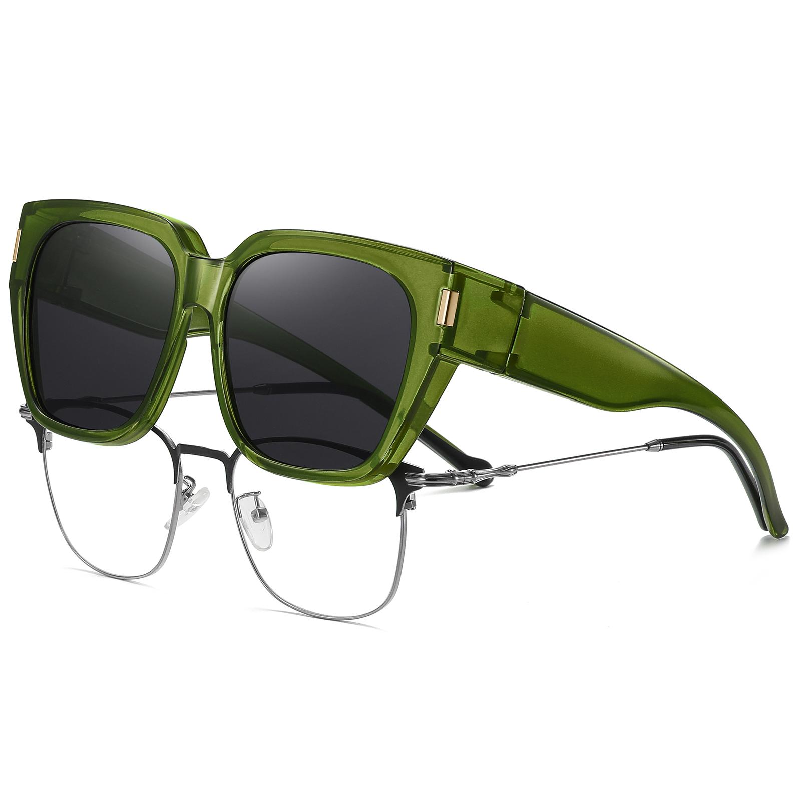 HAOLOTA Polarized Fit Over Glasses Sunglasses for Women Men Trendy Square Wrap Around Shades UV400 Protection TR90 Frame