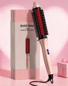 2026 Upgraded Negative Ion Thermal Round Brush 1.7 Inch Larger Barrel Hair Styler, 6 Temp Dual Voltage LED Display No Damage Blowout Brush