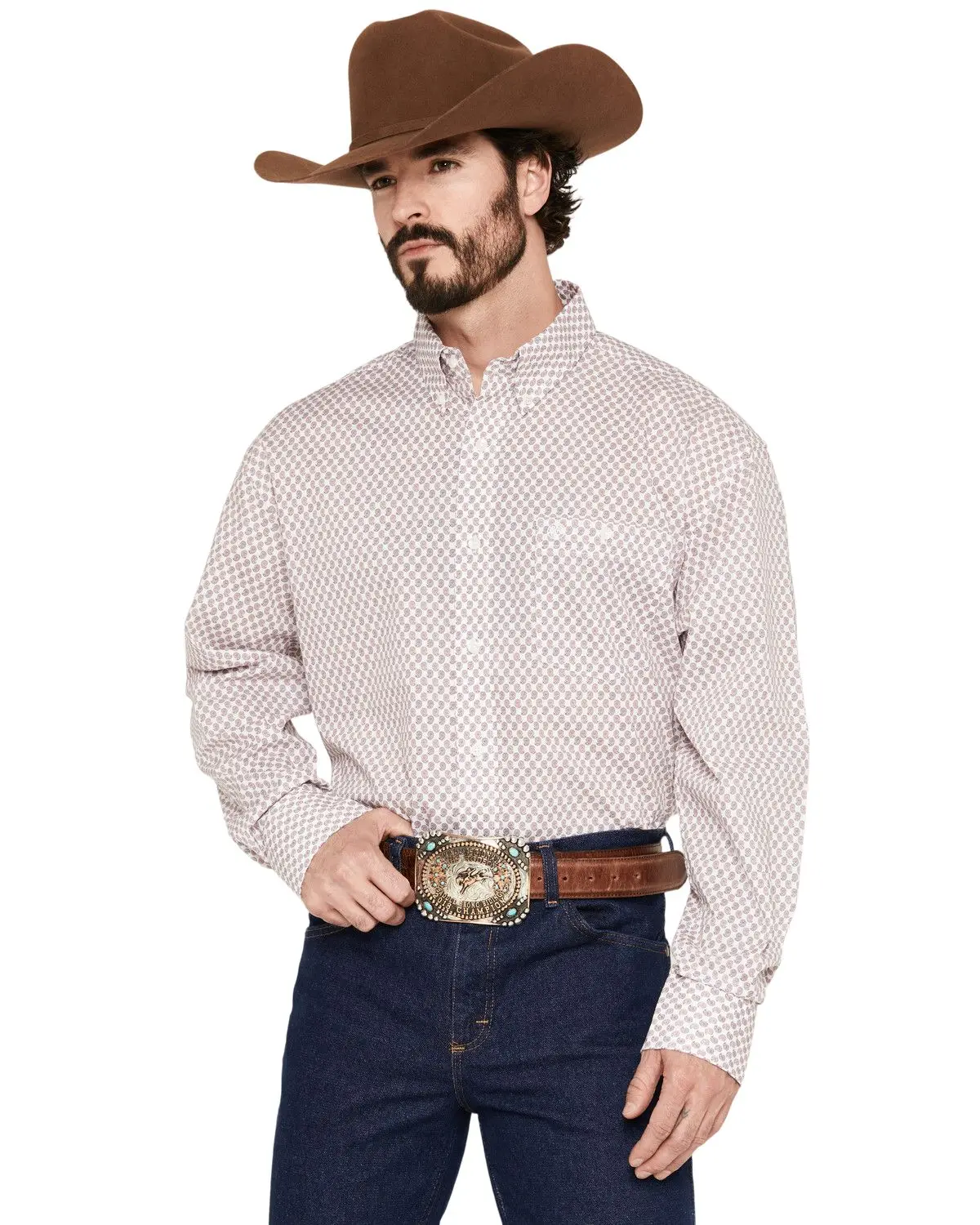 Wrangler Men's Men'S Classics Micro Paisley Print Long Sleeve Button-Down - 112381627