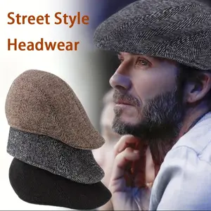 Winter Men's Outdoor Beret, Vintage Street Style Newsboy Cap, Thickened Warm Beanie, Suitable for Outdoor Travel, Daily, Fishing, Hiking, 3 Colors Available, Perfect Gift for Holidays, All-Season Wear, Winter Hat, Travel Accessory, Casual Headwear