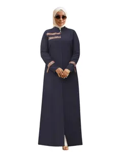 Amara Embroidered Elegance Abaya with Geometric Patterns Front Zipper Closure & Functional Side Pockets for Versatile Wear