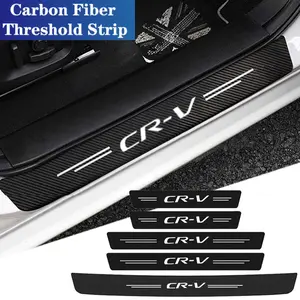 Carbon Fiber Car Door Sill Protector Trunk Guard Bumper Stickers Decals for Honda CR-V CRV Logo 2021 2019 2018 2017 Accessories