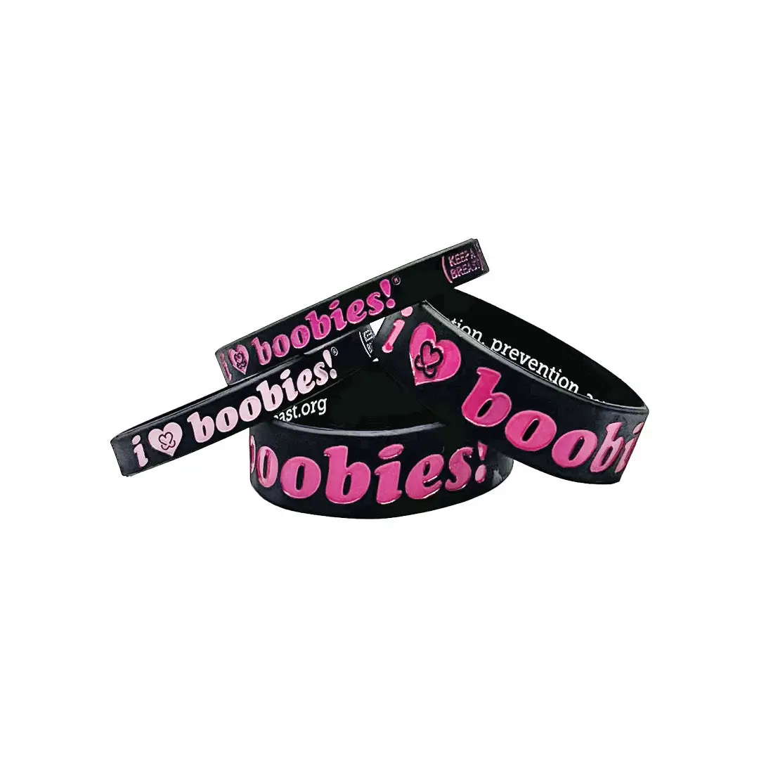 i love boobies! Bracelet Bundle - 2 Black Berry Classics and Gothic Minis