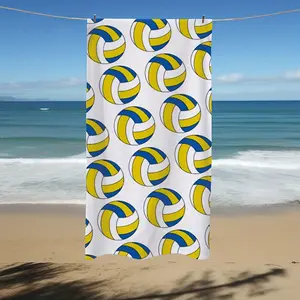 Volleyball-themed quick-dry beach towel - lightweight and absorbent, essential for outdoor adventures, camping, swimming, and vacations