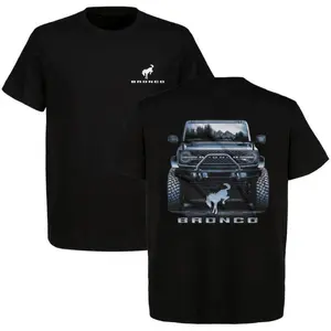 Ford Bronco T-Shirt – Rugged Front-End Off-Road Print with Mountain Reflection, Bronco Badge Graphic Shirt