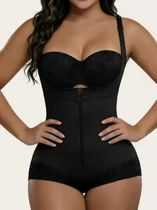 1 Count Women's Adjustable Straps Strappy Shapewear Bodysuit, Fajas, Open Bust Colombian Shapewear, Zipper Body Shaperwear, Invisible Shapewear Jumpsuit, Tummy Control Body Shaper, Suitable for Daily,Sport,Yoga, Underwear