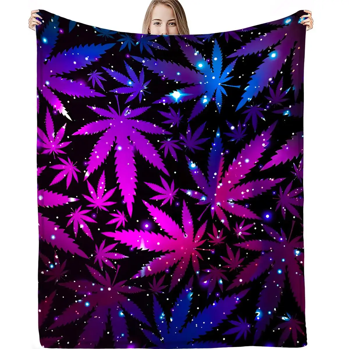 Cool Bedroom Accessories Leaf Pattern Blanket, 1 Count Soft Throw Blanket, Rectangle Air-conditioning Quilt for Home Couch Bed Sofa Office School, Coz