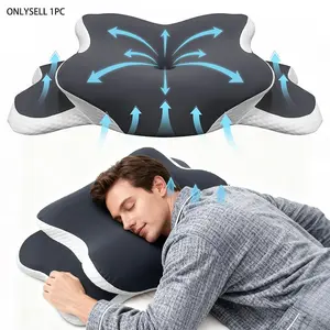 Sleep Apnea Pillow with Neck-Orthopedic Cervical Pillow,Ergonomic Contour Memory Foam Pillow for Side,Back,Stomach,Medium Firm Support