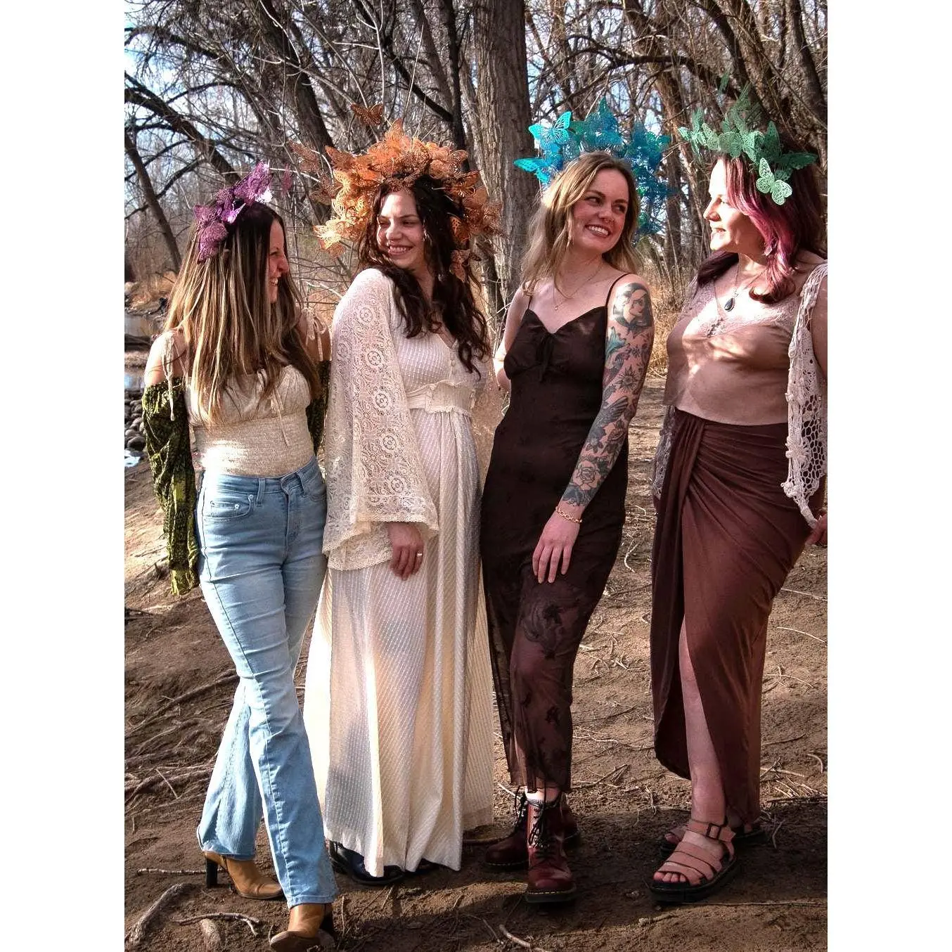 Bachelorette Butterfly Crown Set – Bridal Party Halo Crowns – Festival Headpieces