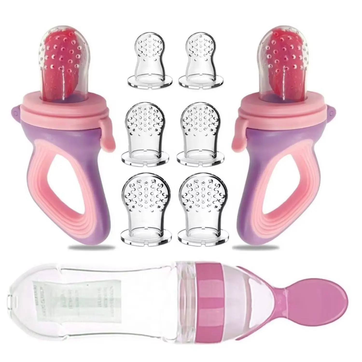 9-Piece Squeeze Feeding Bottle Cup Set, Newborn Pacifier Training, Rice Spoon, Baby Cereal Food Supplementer, Tableware, Silicone Utensils Set, Drinking Feeding Supplies, Feeding Essentials Kit
