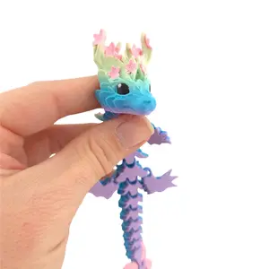 Cinderwing3d 3D Printed Baby Cherry Blossom Dragon 6in Articulated Fantasy Collectible Sakura-Themed Desk Décor Magical Ornaments
