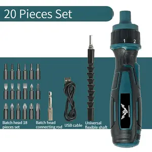 12/20pcs Large Torque Electric Screwdriver, 0.15-7 Nm Manual Tool Ratchet Screwdriver Set, Mini Electric Drill Hand Tools With Flashlight