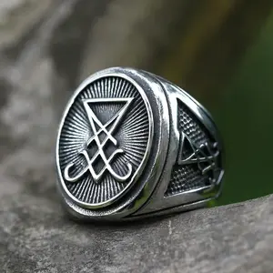 New Men's 316L Stainless Steel Rings Vintage Ring For Teens Witchcraft Wicca Jewelry Gift