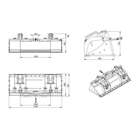 Landy Attachments 85" Skid Steer  Heavy Duty Grapple Bucket Attachment with Two-Cylinder, Dual Independent Grapple Arms