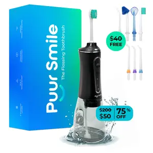PuurSmile Water Flosser Advanced Oral Care - Unbeatable Value + 7 FREE Attachments ($40 Value) Daily Cleansing