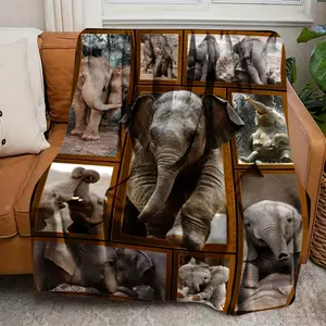 Cozy Elephant-Themed Flannel Throw Blanket - Soft, Warm, and Perfect for Couch, Bed, Office, or Travel - Ideal Gift for Friends
