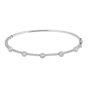 14k Gold Halo Diamond Bangle - Elegant Design with High-Quality Gold Finish and Unique Shape