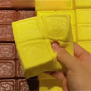 Squishy Strawberry Chocolate Milk Cube Cake Bread Squeeze Toy Soft Stress Relief Slow Rising Sensory Fidget Toys for Kids Adults