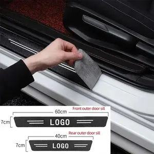 4/5/8/9Pcs For Subaru Car Door Threshold Carbon Fiber Door Sill Protection Strip Scuff Plate Decorative Sticker Badge Accessories