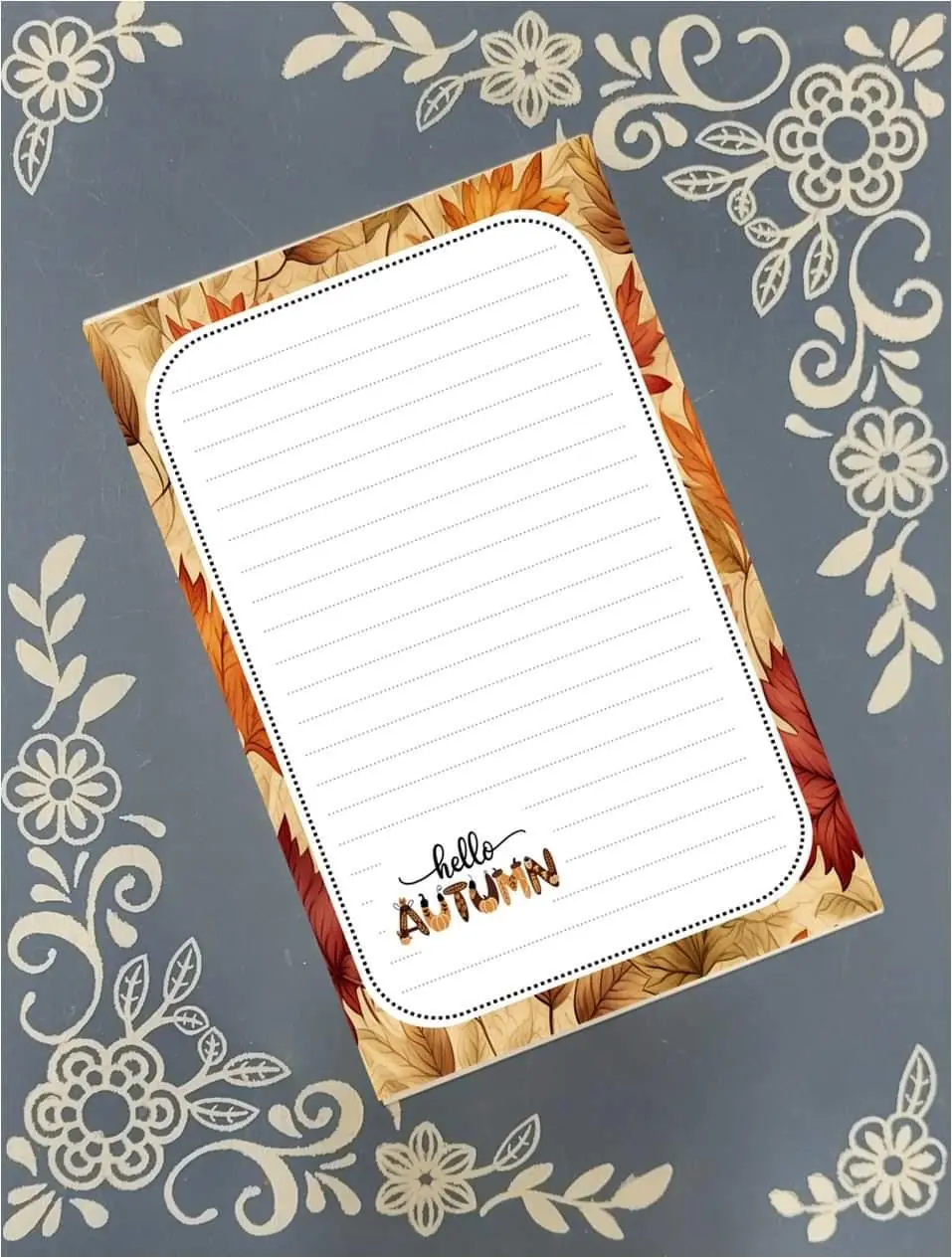 Personalized Hello Autumn Fall Notepad Stationery