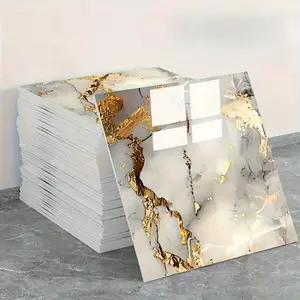 Marble Self-Adhesive Vinyl Backsplash Tiles - Waterproof PVC Wall Panels, Easy Peel and Stick, Reusable Modern Decor for Bathroom,  Kitchen, Living Room - Perfect for TV Backdrops, BathroWallpaper,Easy Clean Surface Pvc Sheet/Adhesive Wallpaper/floor