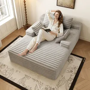 Chaise Lounge Chair Indoor, Oversized Upholstered Sofa Bed, Sleeper Couch Reading Chairs Fluffy Plush Faux Fur Cloud Sofas Couches for Living Room,Grey