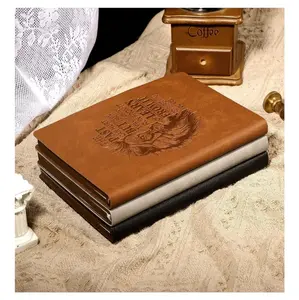 MINICAGIE Leather Journal for Men Soft Cover 256 Pages Lined A5 Size Brown Inspirational Quotes Lion Journaling Notebooks 5.7" x 8.3" Premium Quality Paper 180° Flat Design