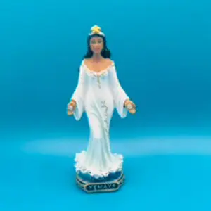 Religious Orisha Yemaya Figurine in White Dress - 5-in Home Decor Statue, Living Room Decor Accent for Indoor Spaces