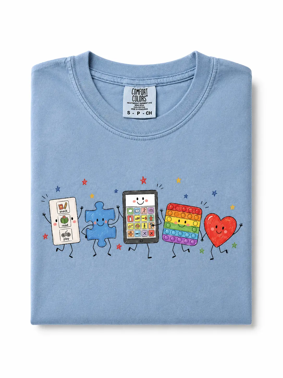 Comfort Colors Autism Doodle Characters Shirt, Neurodiversity Tee, Inclusion Shirt, Autism Support Gift, SPED Teacher Shirt,Autism Mom Gift