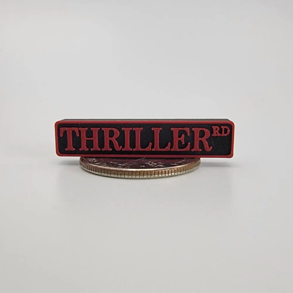 Mini Accessory - Thriller Road Sign for Suspenseful Book Displays Dark Dramatic Touch