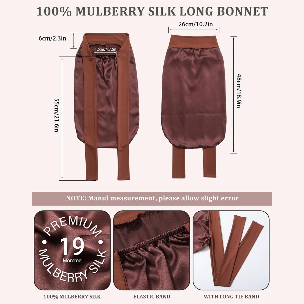 100% Mulberry Silk Bonnet for Women Long Hair Bonnet Natural Silk Sleeping Cap with Elastic Tie Band Hair Bonnets for Hair Nightcap Gifts for Female