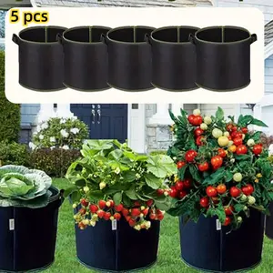 5-Pack 3 gallon small size Plant Bags Breathable Garden Grow Bags Plant Tomato Fabric Pots with Handles and Access Covers for Vegetables and Fruits, Home Grow Bags