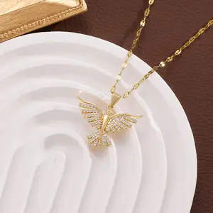 Elegant Zircon Phoenix Wing Pendant Necklace| Stylish Jewelry for Parties & Events