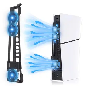 Cooling Fan for PS5 Slim Console Quiet Cooler Fan for PS5 Slim Disc and Digital Editions with 3 Adjustable Speeds Auto on Off Cooling Accessories for PS5 Slim with LED Light and USB 2.0 Port