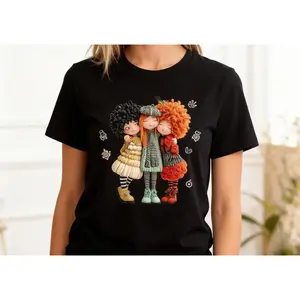 Women's Plus Size Vintage Graphic Tees - Three Best Friend Dolls Oversized T-Shirt |   Cute BFF Trendy Tops